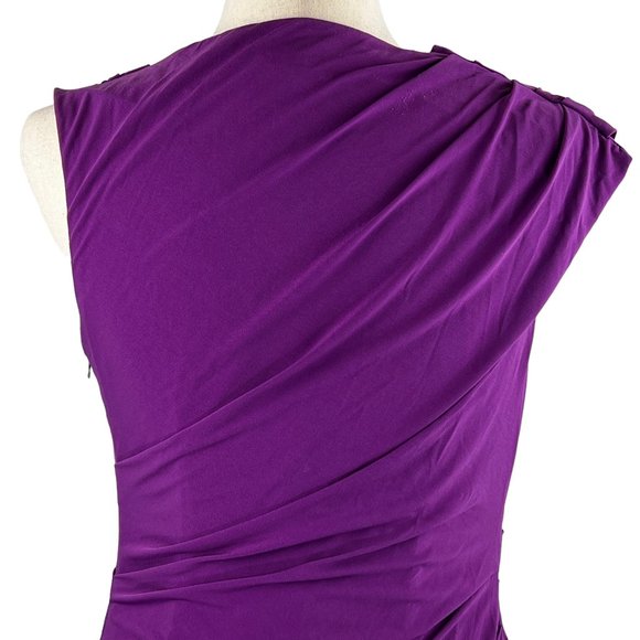 Elegant & Classic! Suzi Chin Purple Draped Body Conscious Dress Size 6 - Picture 7 of 11